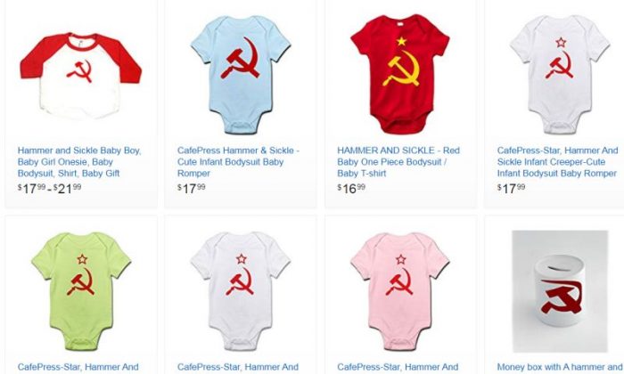 Naughtees Clothing Babygrow Hammer Sickle USSR Communist Era Red Cotton Babysuit 